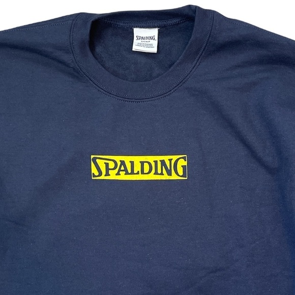 SPALDING MEN'S NAVY LOGO CREWNECK COTTON FLEECE SWEATSHIRT - Picture 3 of 11